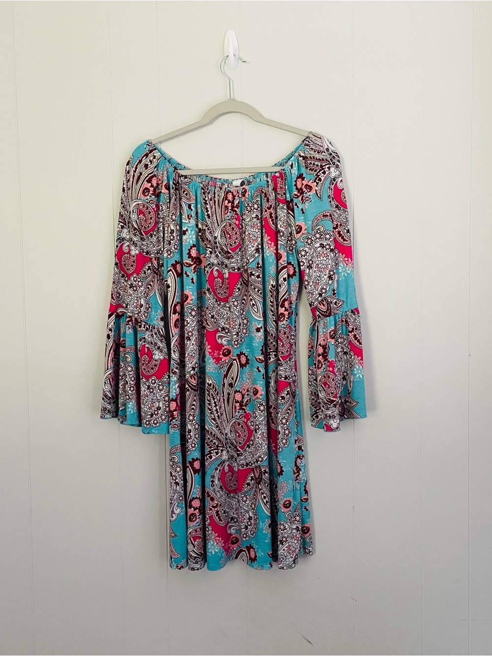 Paisley Grace USA Women’s 3X Paisley Tunic Dress – Turquoise, Pink & Burgundy